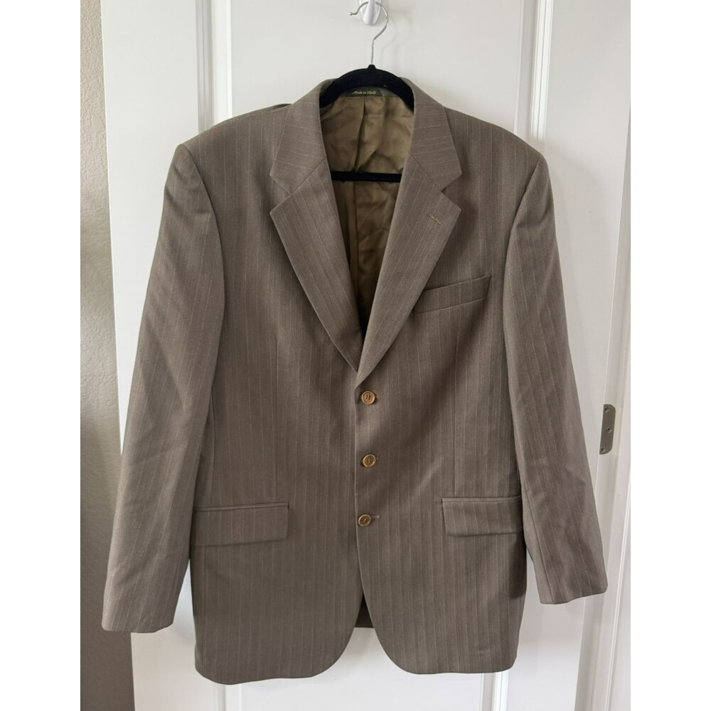 Principe Italian 42 Brown Pinstripe Wool Jacket Sport Coat Designer Made Italy